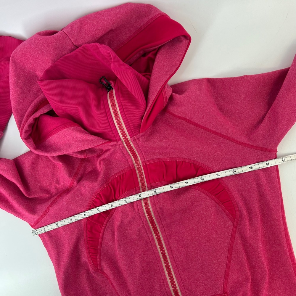 Lululemon Stride Jacket Womens 4 Pink Ruffle Hooded Full Zip Thumbholes Rare - Picture 6 of 8
